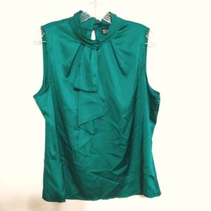 7th Avenue Design Studio Women's Top Green Sleeveless Blouse Size L